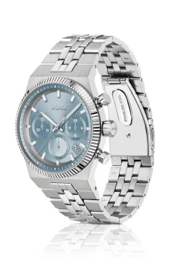Candor blue-dial chronograph watch with fluted bezel