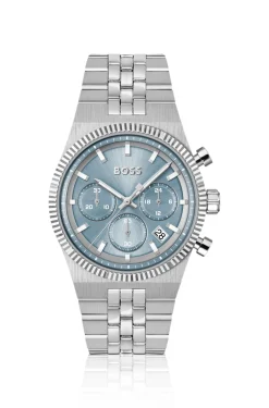 Candor blue-dial chronograph watch with fluted bezel