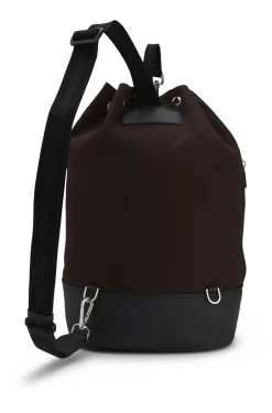 Canvas bucket bag with faux-leather trims
