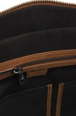 Canvas holdall with leather trims