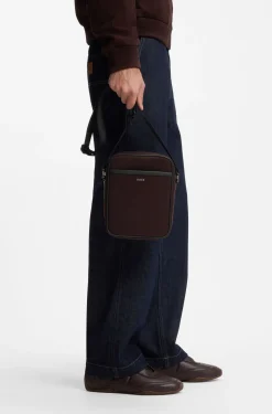 Canvas reporter bag with logo lettering