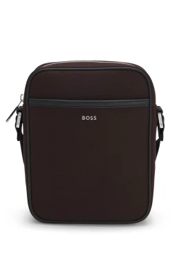 Canvas reporter bag with logo lettering