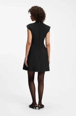 Cap-sleeve dress with pleat details