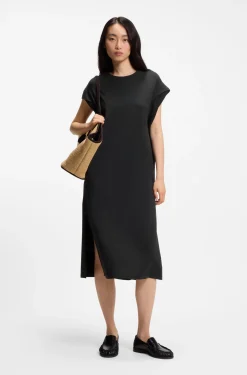 Cap-sleeve jersey dress with logo detail