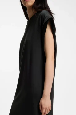 Cap-sleeve jersey dress with logo detail