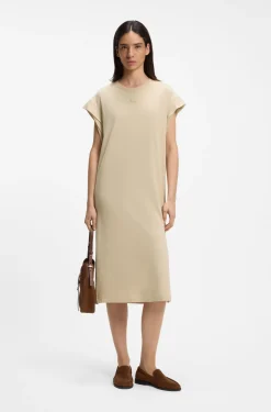 Cap-sleeve jersey dress with logo detail