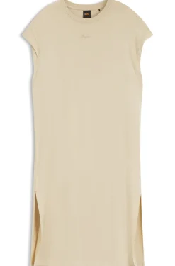 Cap-sleeve jersey dress with logo detail
