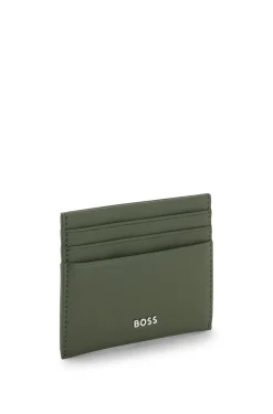 Card holder in textured leather with branding