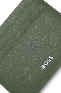 Card holder in textured leather with branding