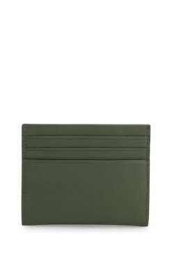 Card holder in textured leather with branding