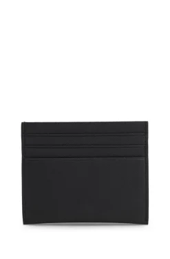 Card holder in textured leather with branding