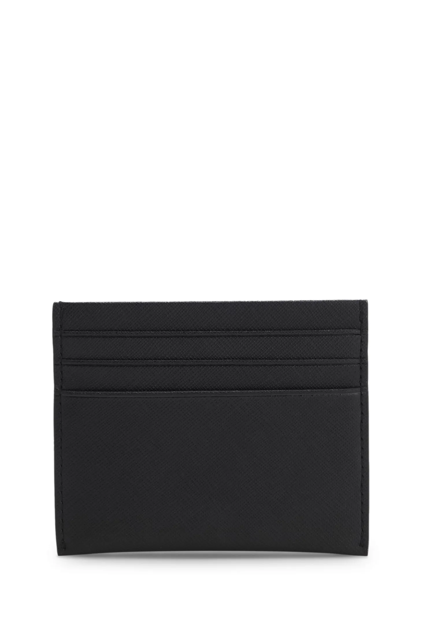 Card holder in textured leather with branding