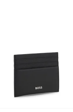 Card holder in textured leather with branding