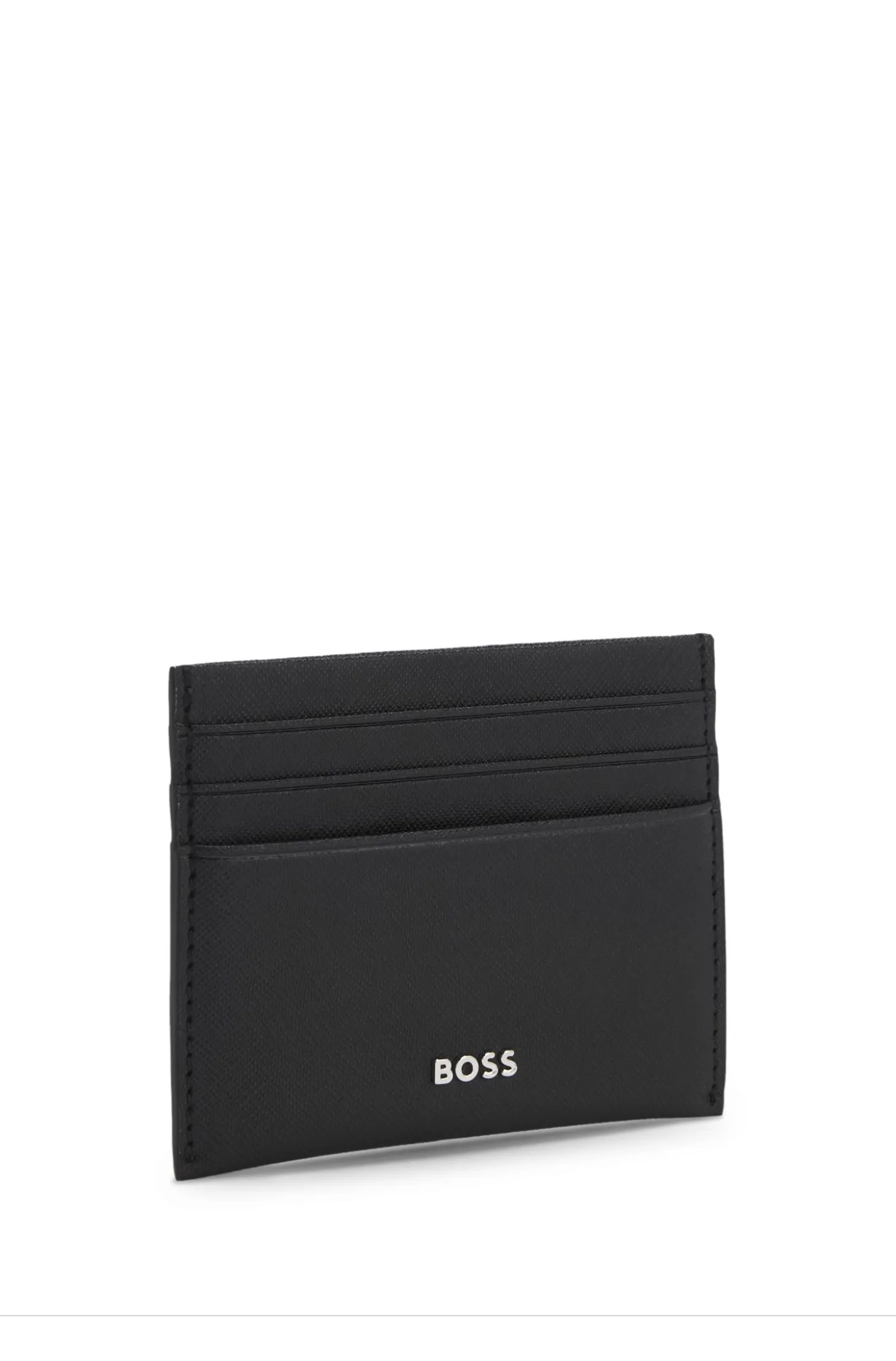 Card holder in textured leather with branding