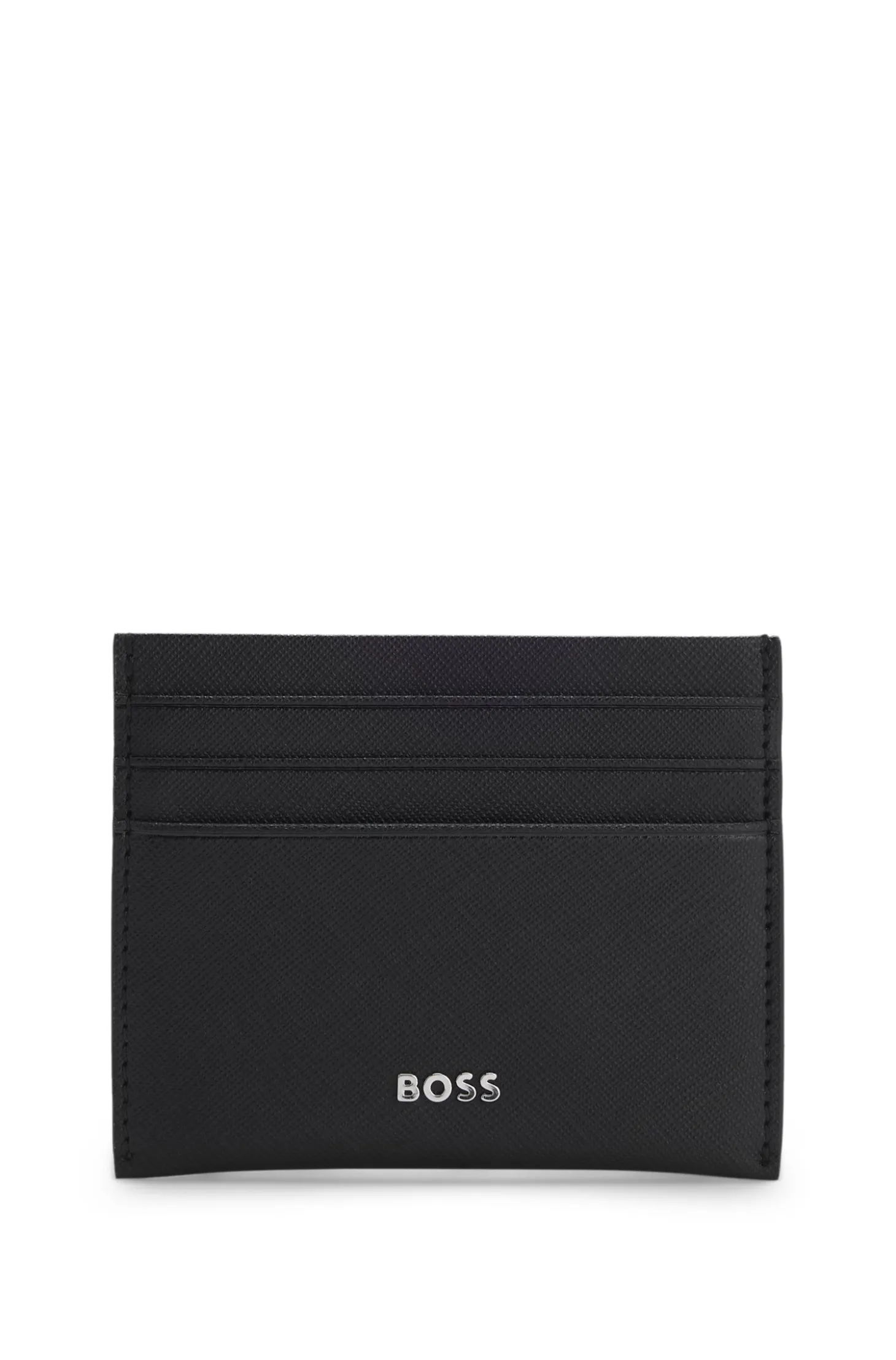Card holder in textured leather with branding