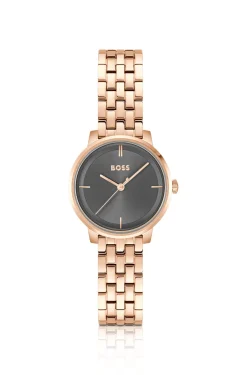 Carnation-gold-effect watch with grey dial