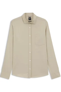 Casual-fit cotton shirt with spread collar