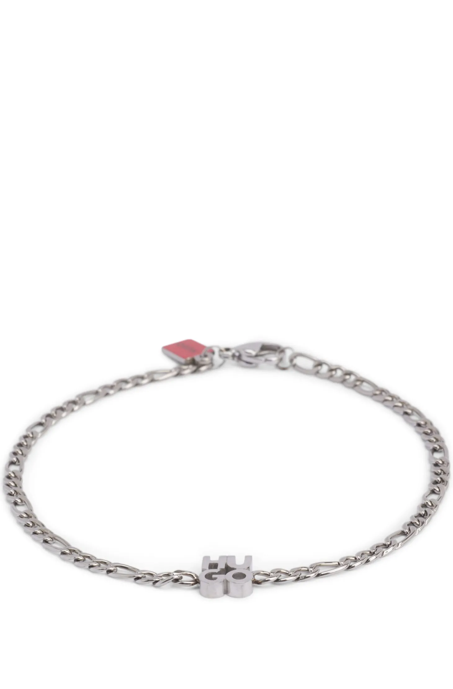 Chain cuff with stacked-logo plaque