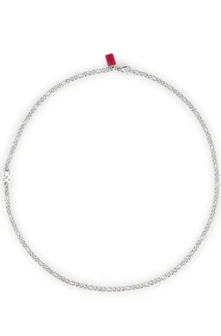 Chain necklace with stacked-logo plaque