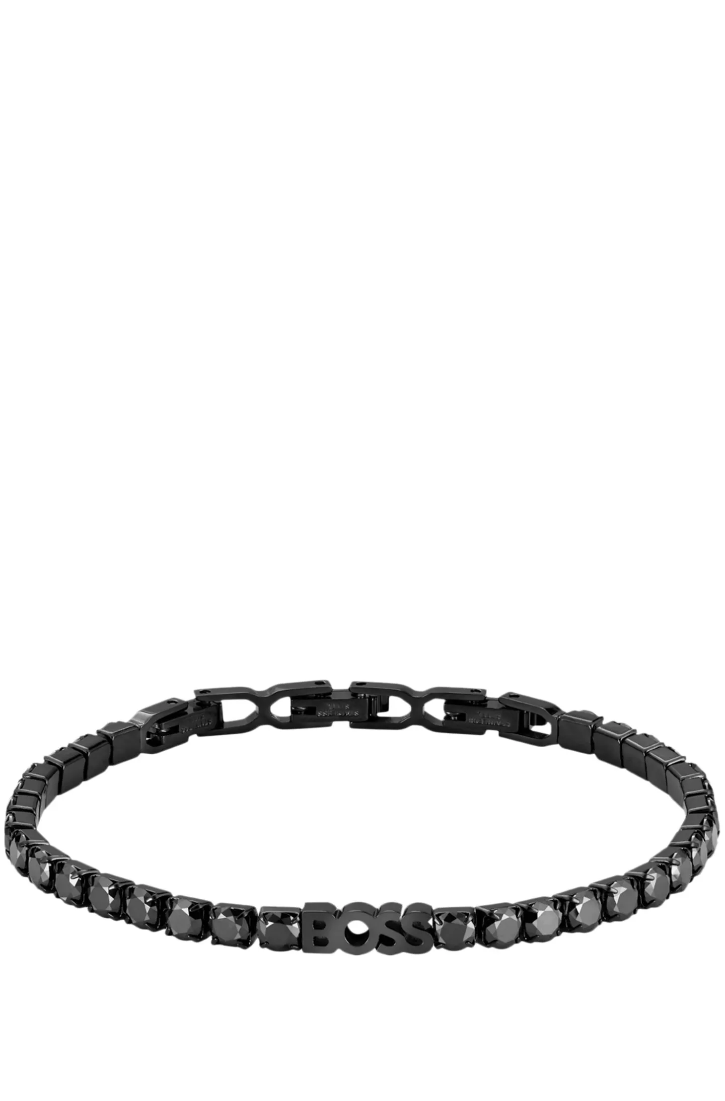 Chain tennis bracelet with black crystals