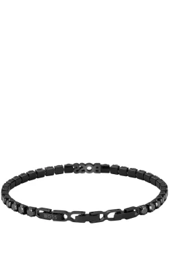Chain tennis bracelet with black crystals