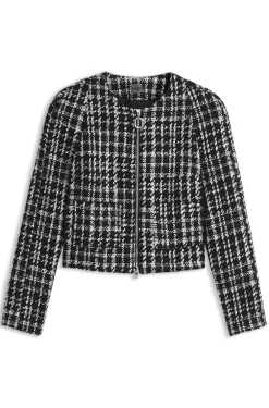 Checked boucle jacket with A-line cut