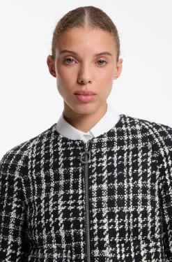 Checked boucle jacket with A-line cut