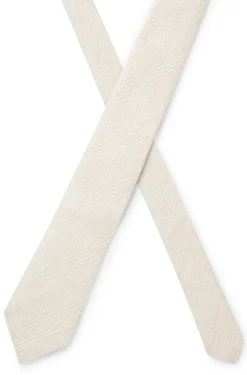 Checked tie in Italian-made linen and silk