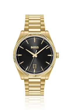 Cheswick gold-tone watch with fluted bezel