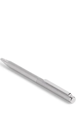 Chrome ballpoint pen with engraved pattern
