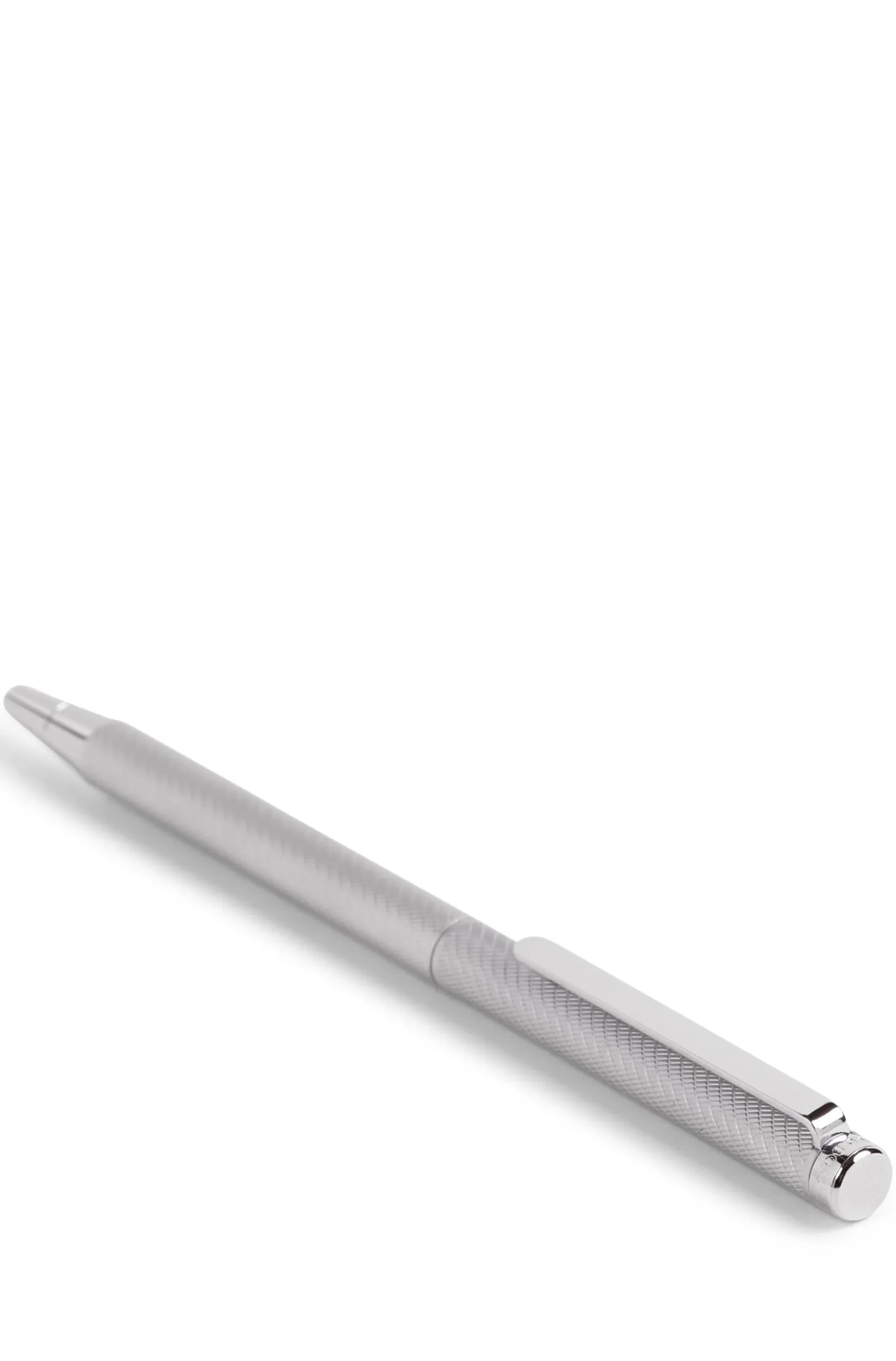 Chrome ballpoint pen with engraved pattern