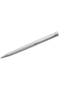 Chrome-plated ballpoint pen with diamond-cut engraving