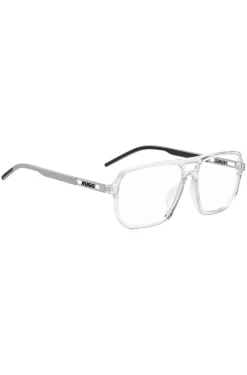 Clear-acetate optical frames with cut-out logo