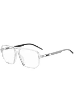 Clear-acetate optical frames with cut-out logo