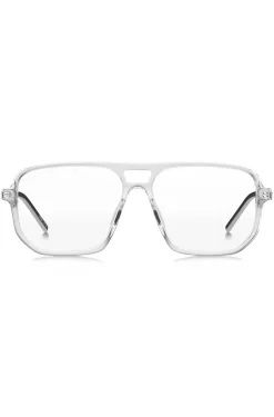 Clear-acetate optical frames with cut-out logo