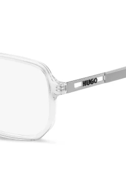 Clear-acetate optical frames with cut-out logo