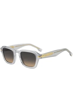 Clear-acetate sunglasses with temple stripe
