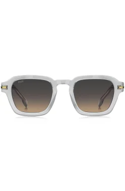Clear-acetate sunglasses with temple stripe
