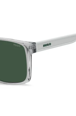 Clear-acetate sunglasses with white and green details