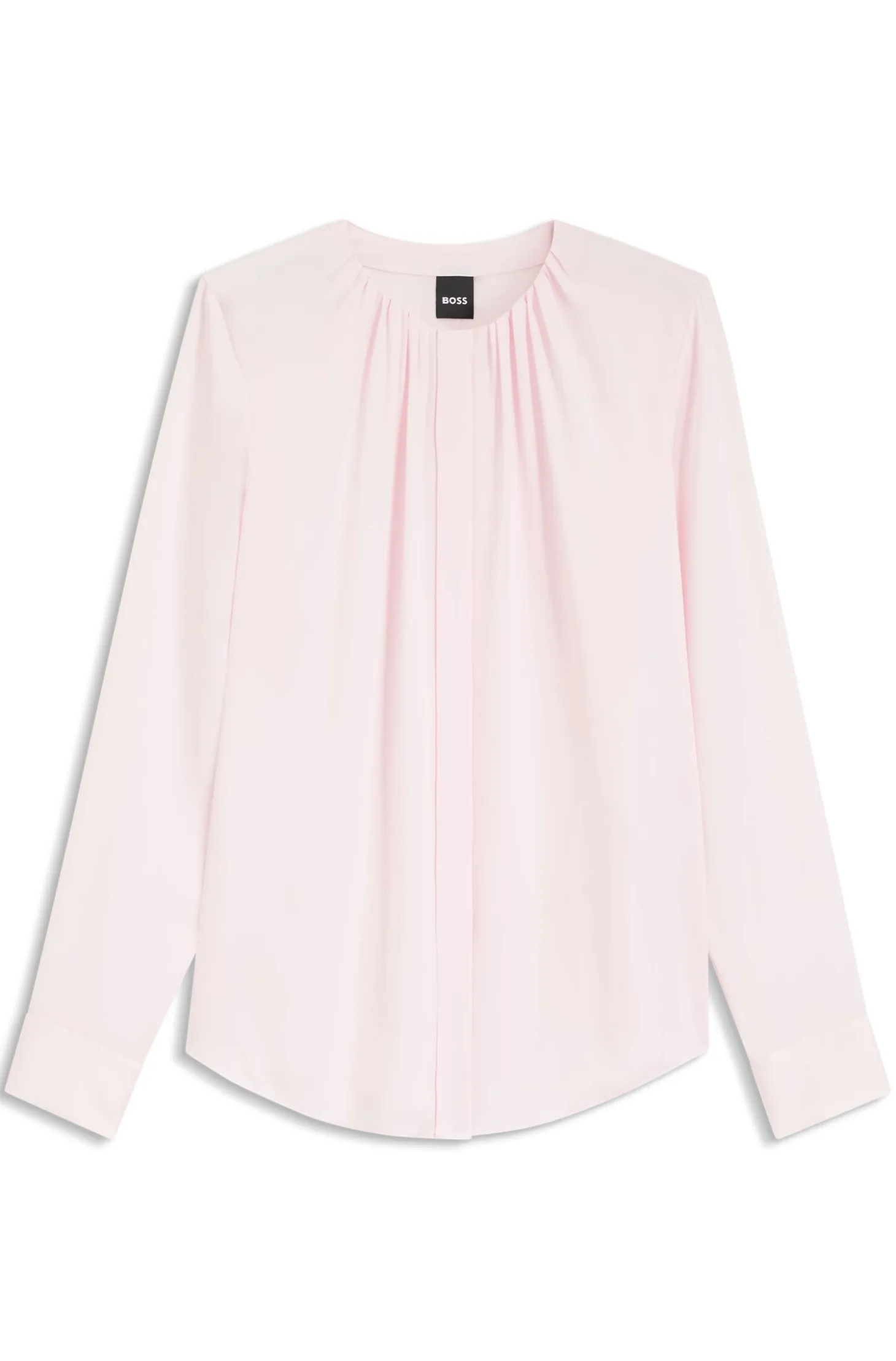 Collarless regular-fit blouse in stretch silk