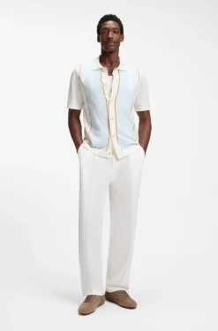 Colour-blocked cardigan with wing collar