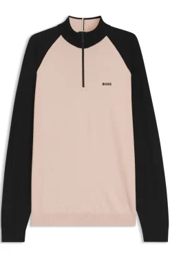 Colour-blocked sweater with zip neck