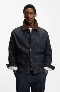 Contrast-collar jacket in indigo denim