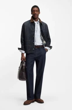 Contrast-collar jacket in indigo denim