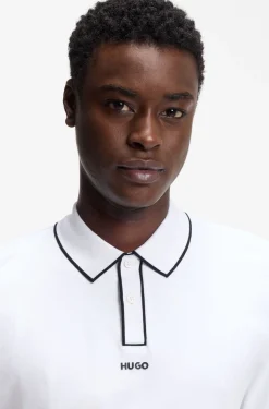 Contrast-tipped cotton polo shirt with logo