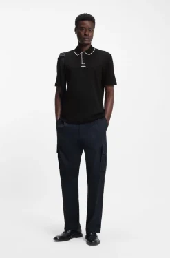 Contrast-tipped cotton polo shirt with logo