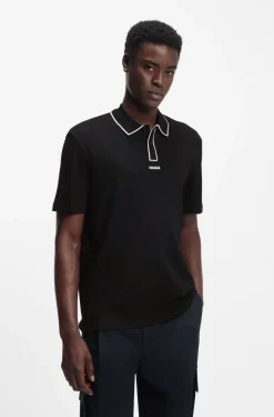 Contrast-tipped cotton polo shirt with logo