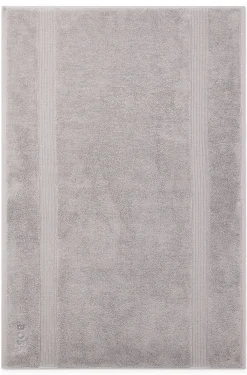 Cotton bath mat in silver with embroidered logo