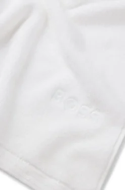 Cotton bath sheet with contrast embroidered logo