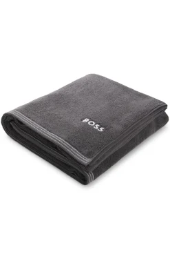 Cotton bath sheet with contrast embroidered logo